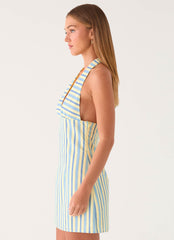 Feyric Mini Dress - Mint Banana Stripe