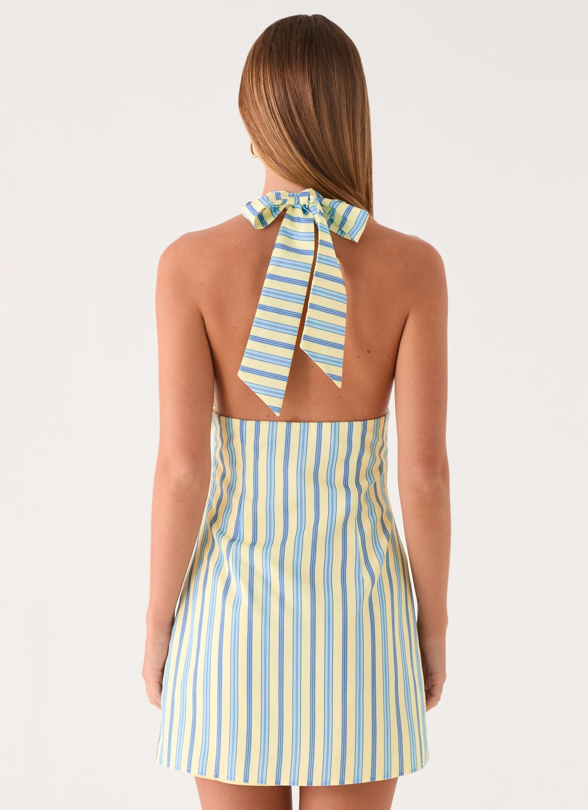 Feyric Mini Dress - Mint Banana Stripe