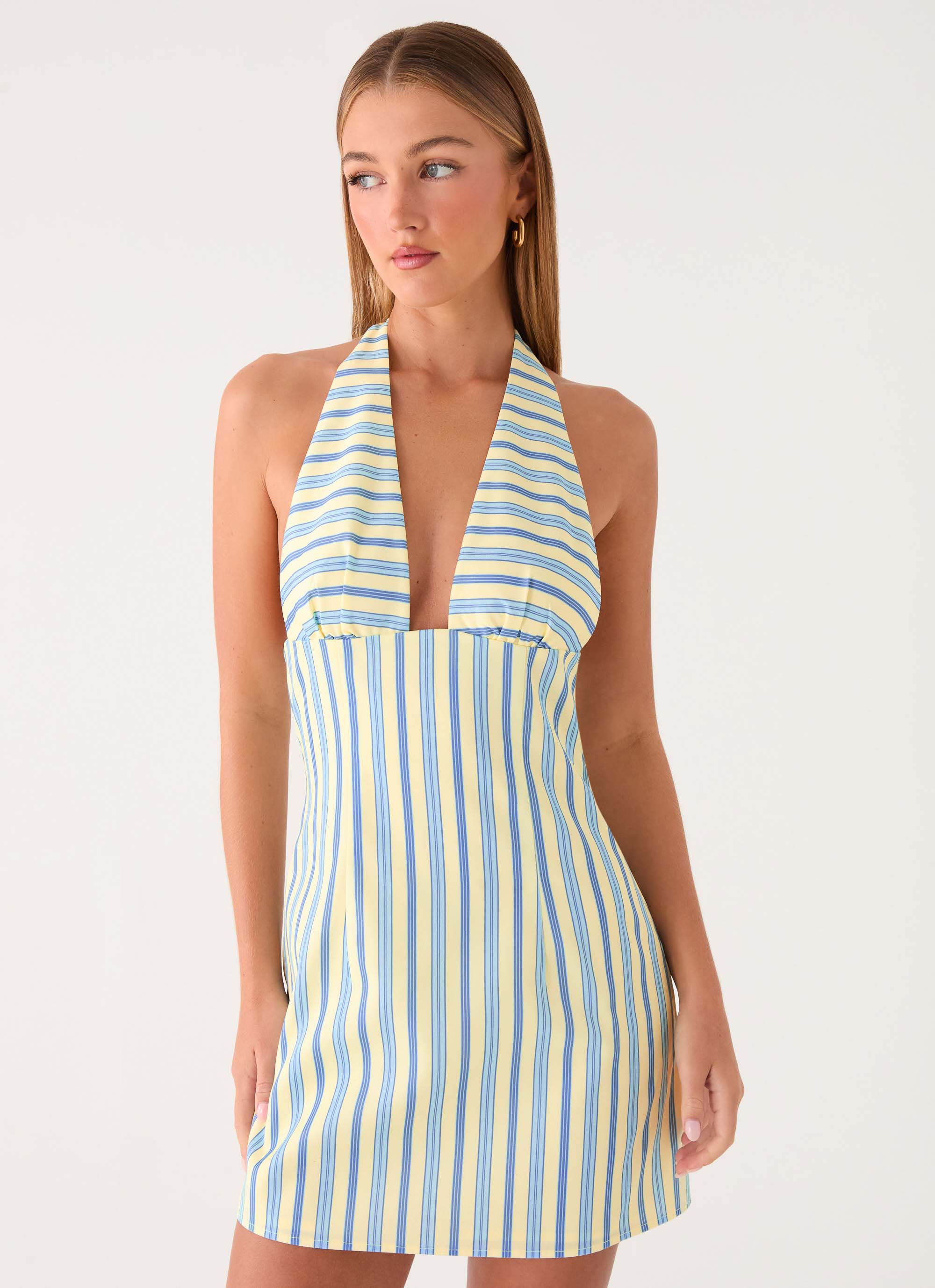 Feyric Mini Dress - Mint Banana Stripe