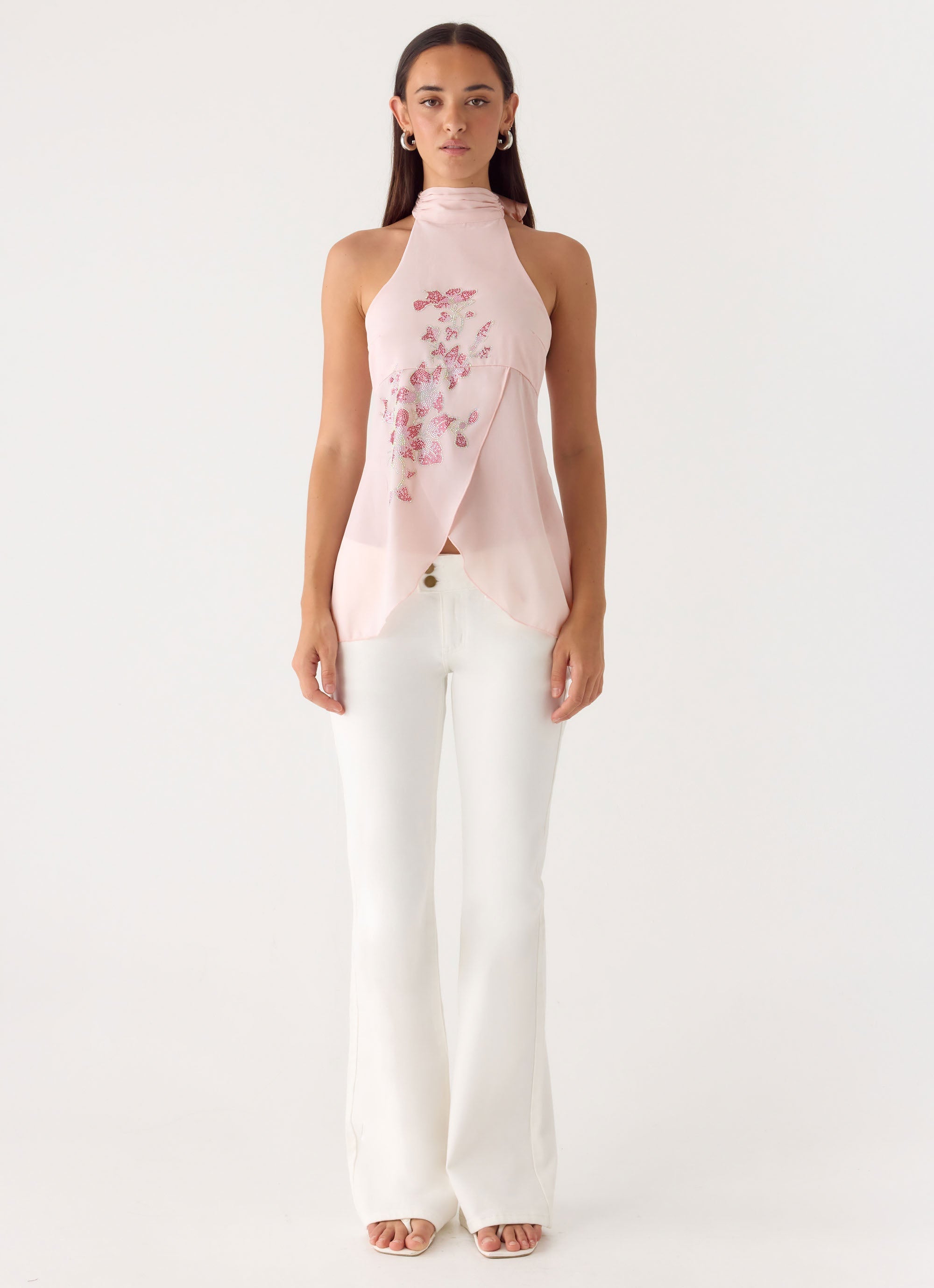 Flip It Embellished Top - Baby Pink