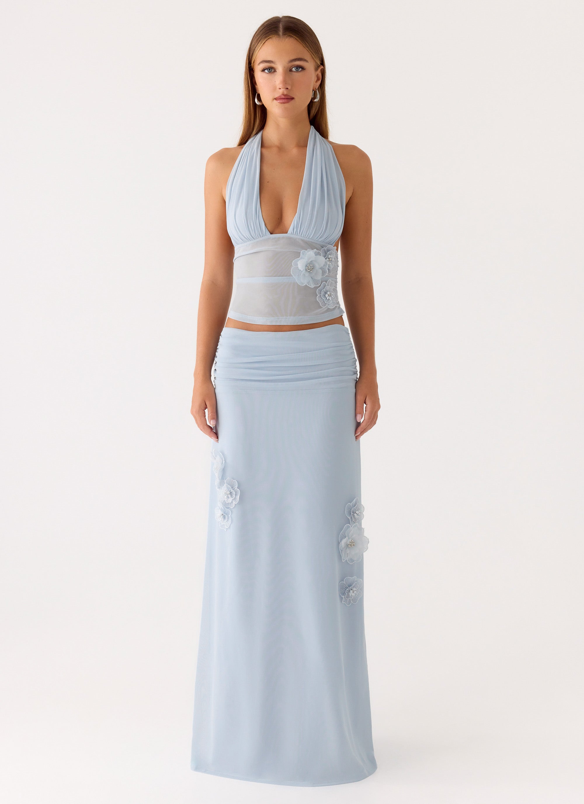Fleur Power Maxi Skirt - Blue