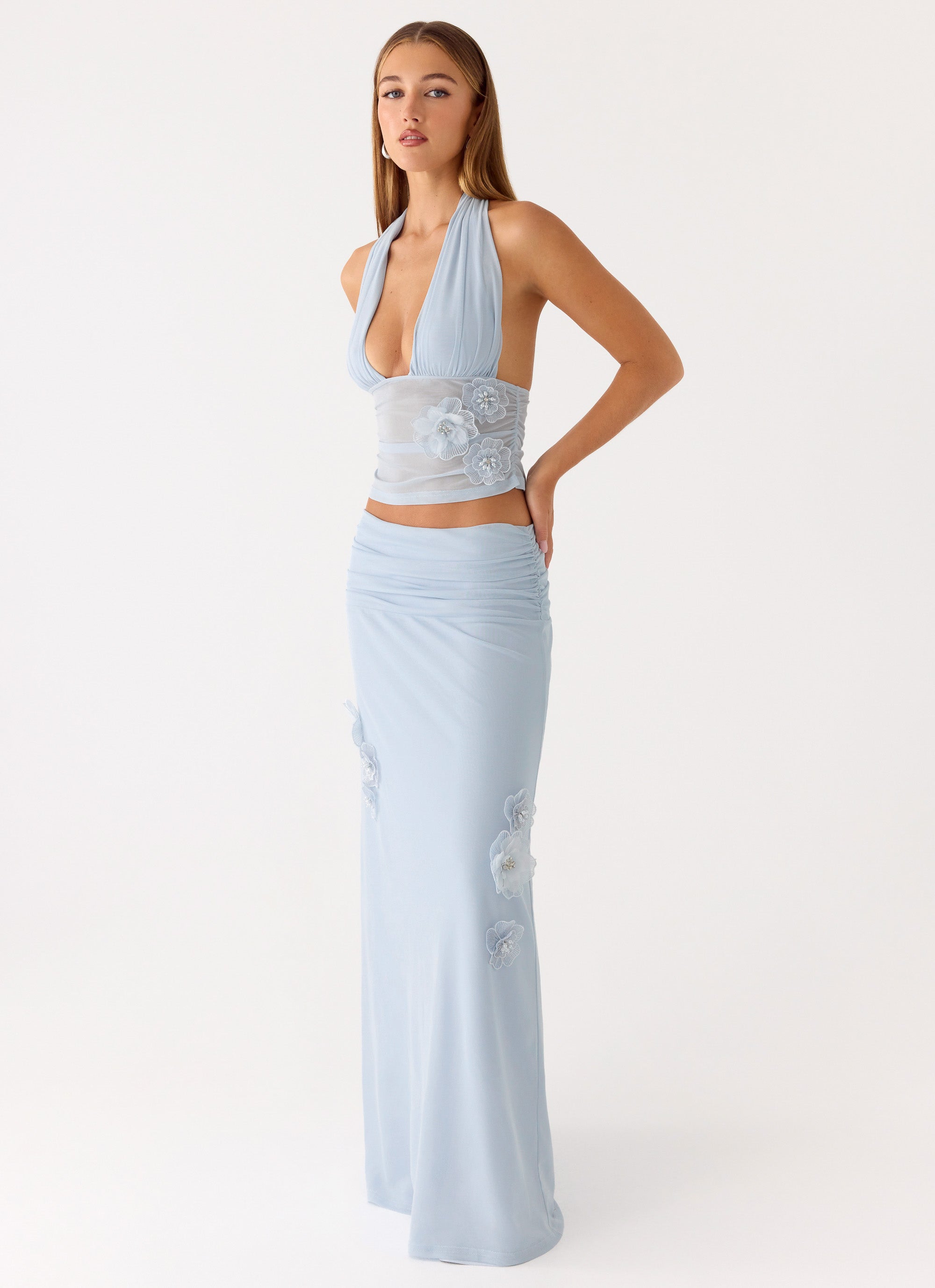 Fleur Power Maxi Skirt - Blue