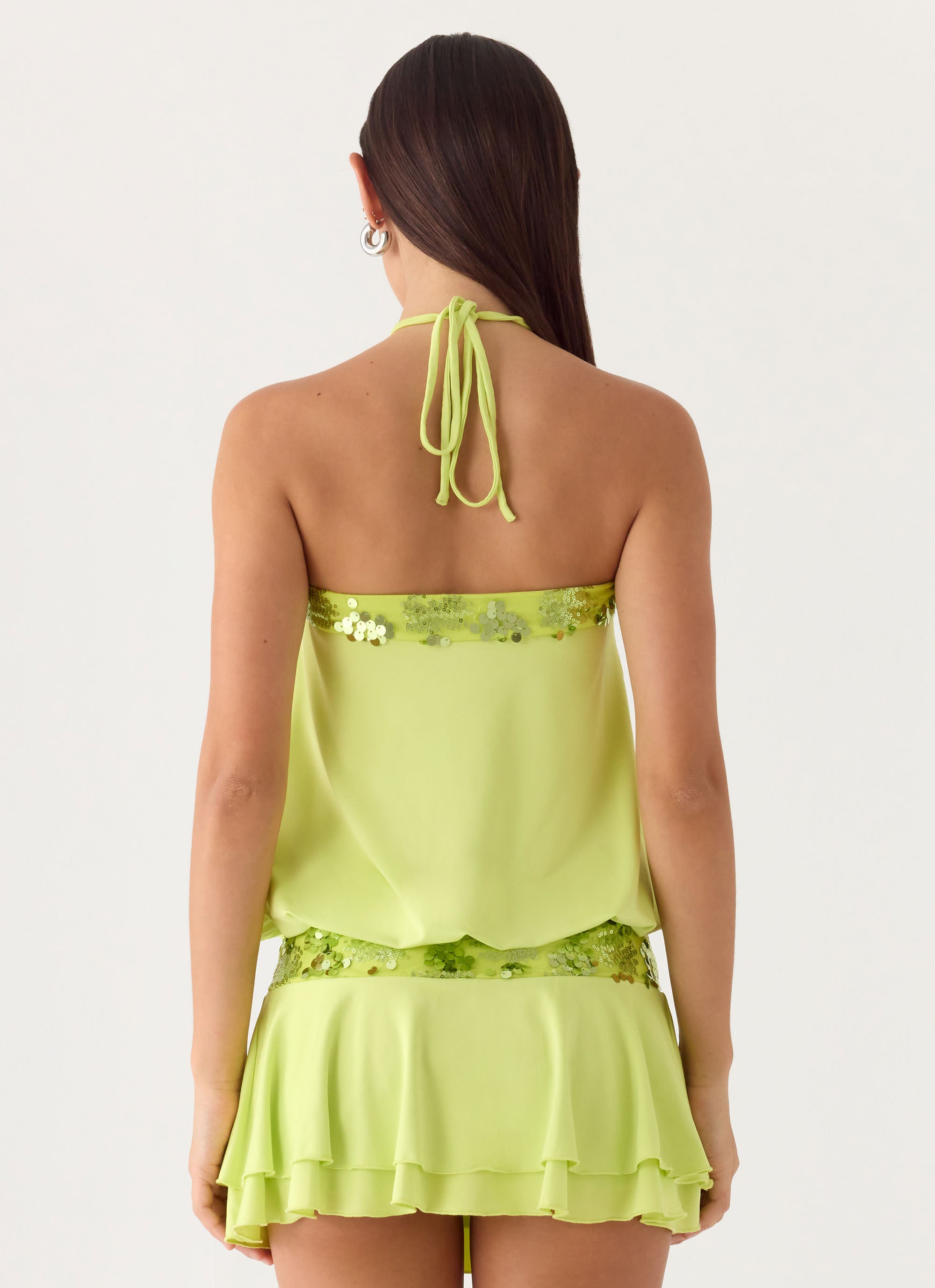 Gala Sequin Mini Dress - Lime