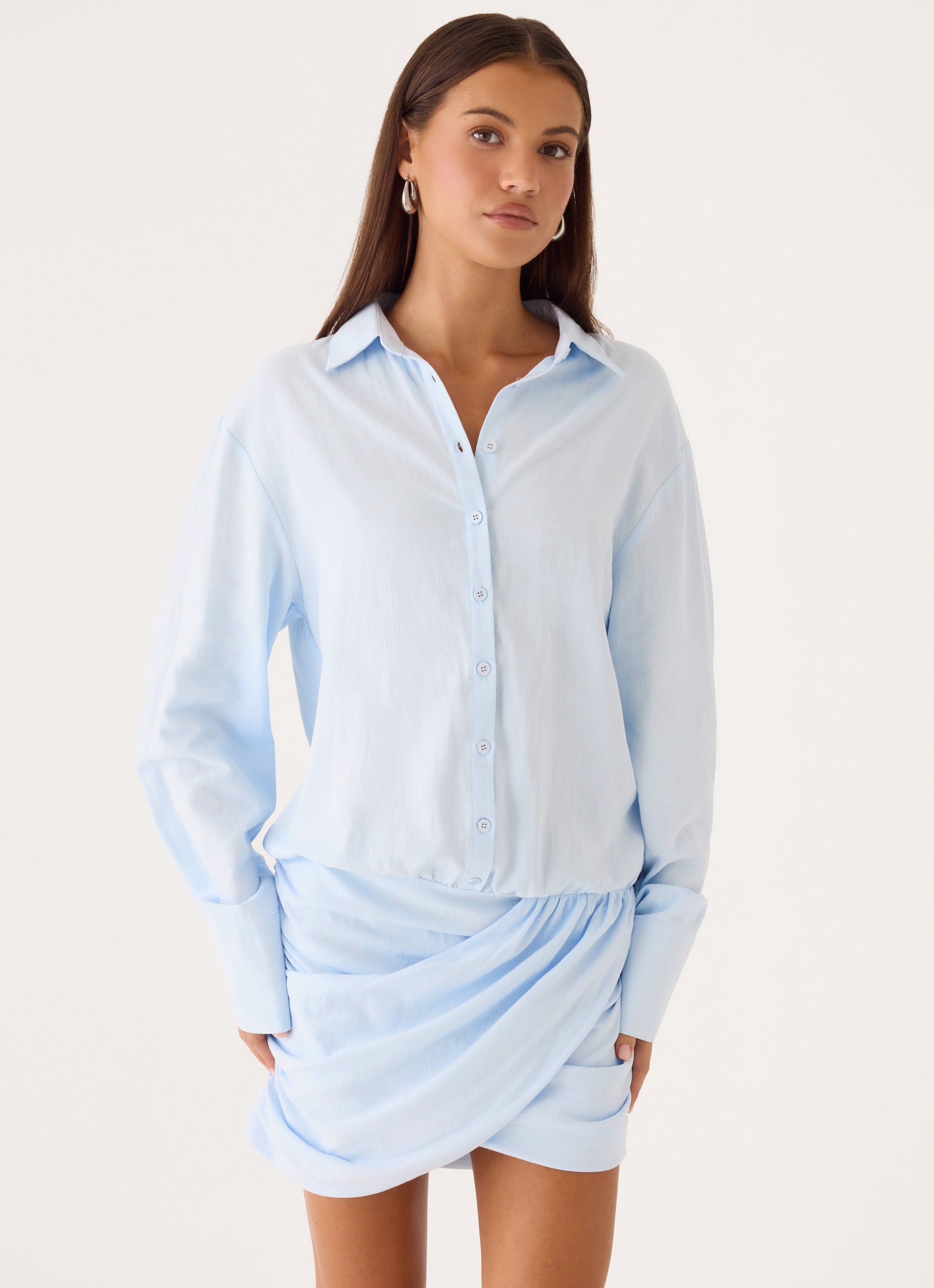 Galilea Shirt Mini Dress - Blue