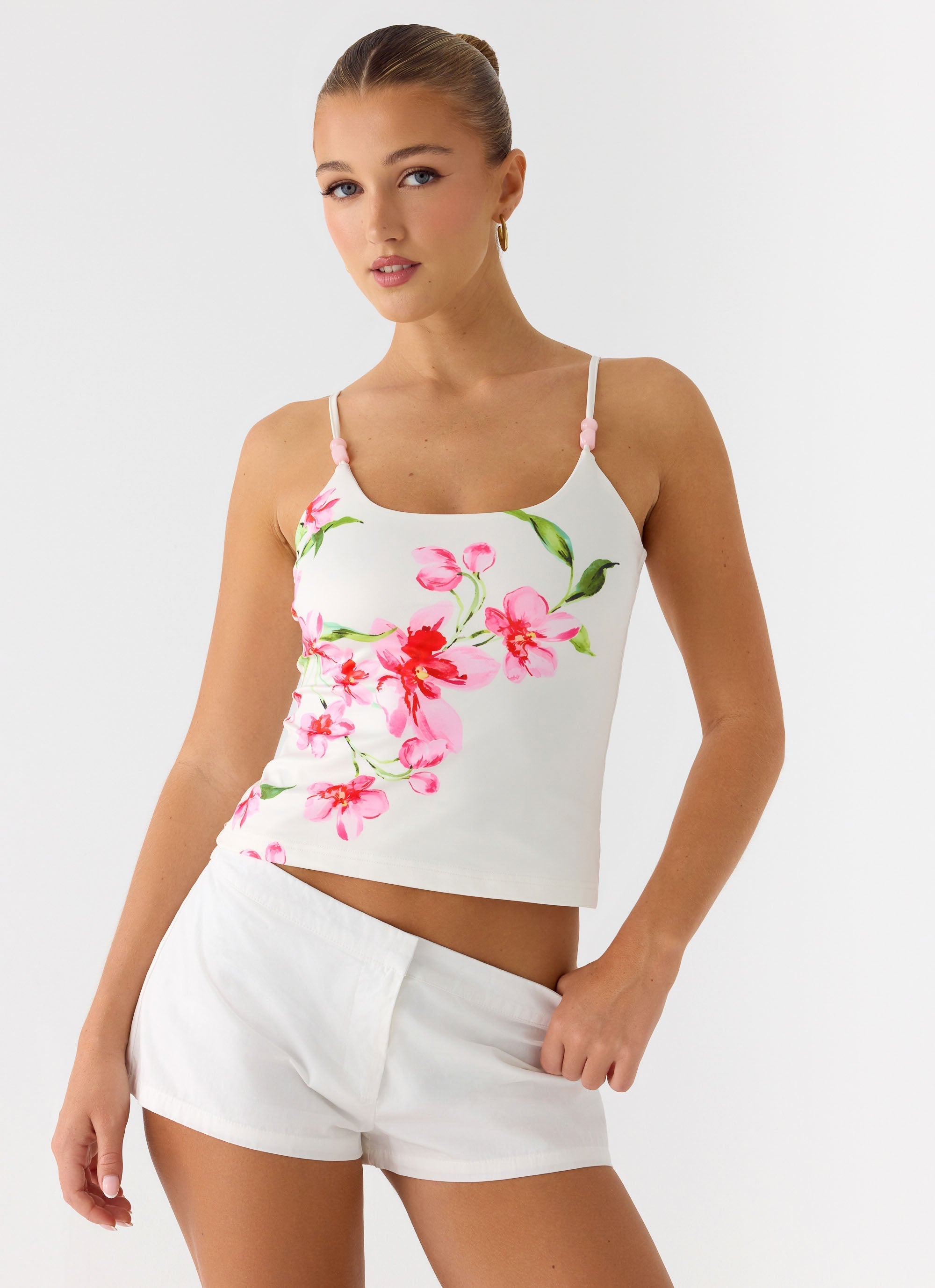 Garrix Bead Cami Top - Ivory Reef