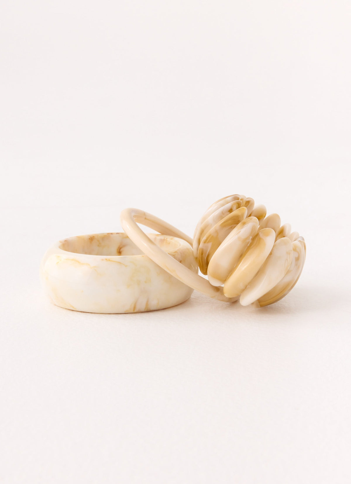 Golden Arc Bangles - Ivory