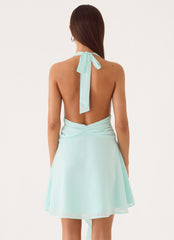 Guide You Halter Neck Mini Dress - Aqua