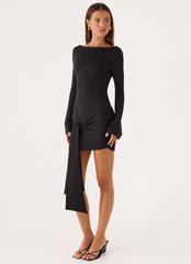 Holiday Scene Mini Dress - Black