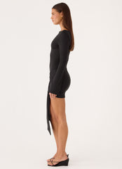 Holiday Scene Mini Dress - Black