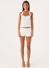 Indira Bustier Halter Top - White