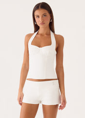 Indira Bustier Halter Top - White