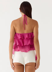 Inna Frill Halter Top - Fuchsia