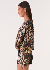 Isolde Top - Leopard Hibiscus