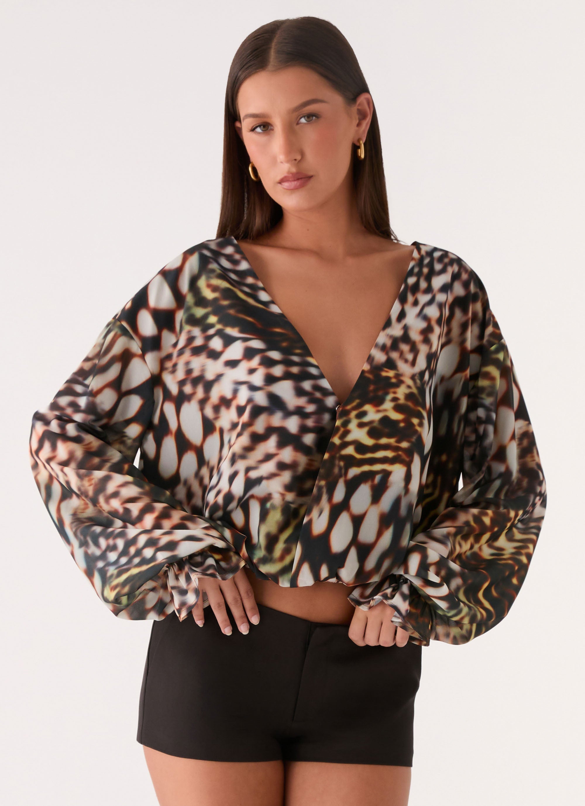 Isolde Top - Leopard Hibiscus
