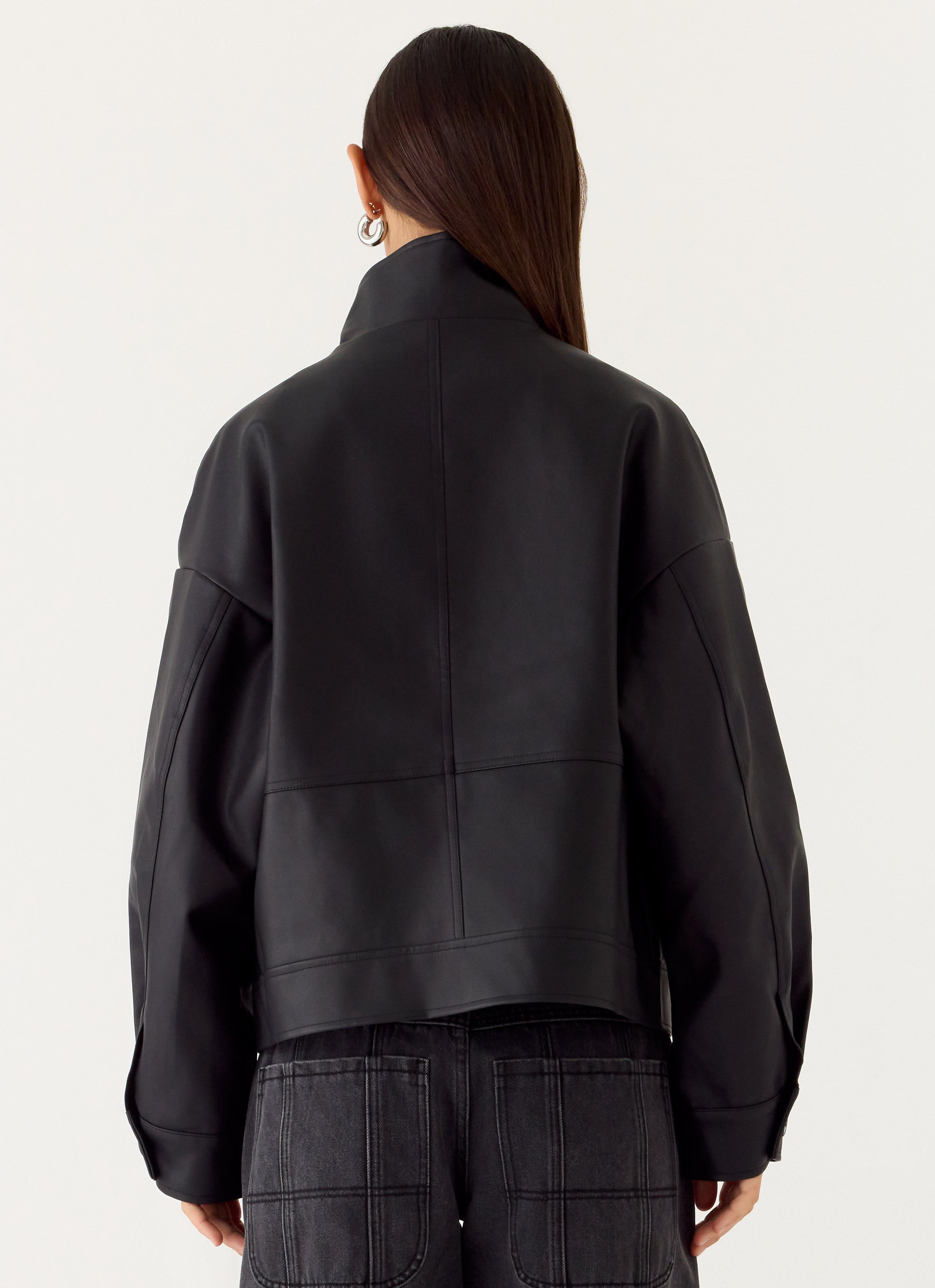 James PU Bomber Jacket - Black