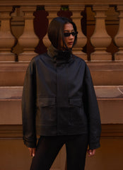 James PU Bomber Jacket - Black