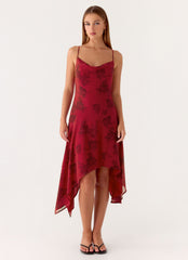 Jasiel Midi Dress - Cherry Rose