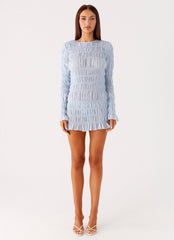 Jasy Long Sleeve Mini Dress - Sky Blue