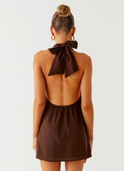 Jepsen Cotton Halter Mini Dress - Chocolate