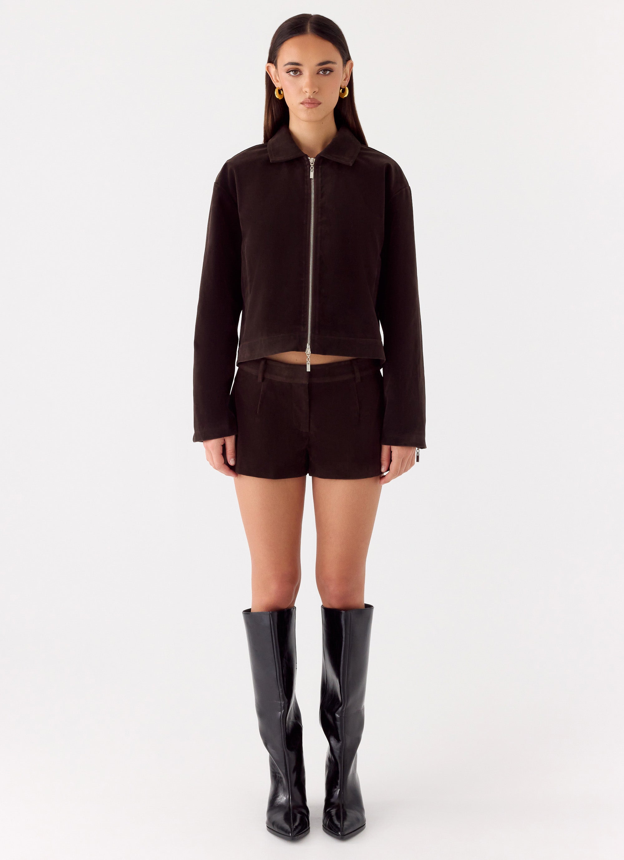 Jeremy Faux Suede Shorts - Chocolate