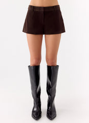 Jeremy Faux Suede Shorts - Chocolate