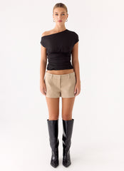 Jeremy Faux Suede Shorts - Cream