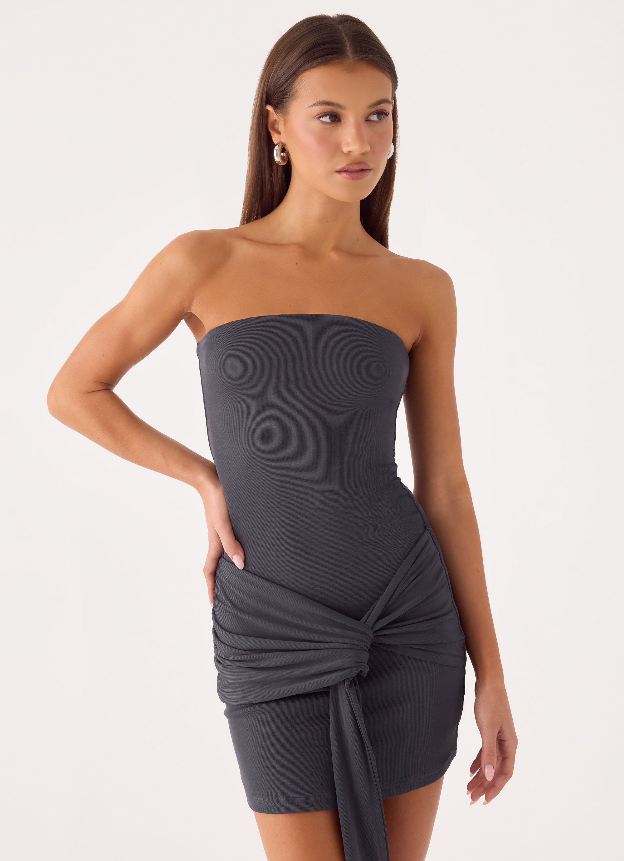 Jiliana Strapless Mini Dress - Charcoal