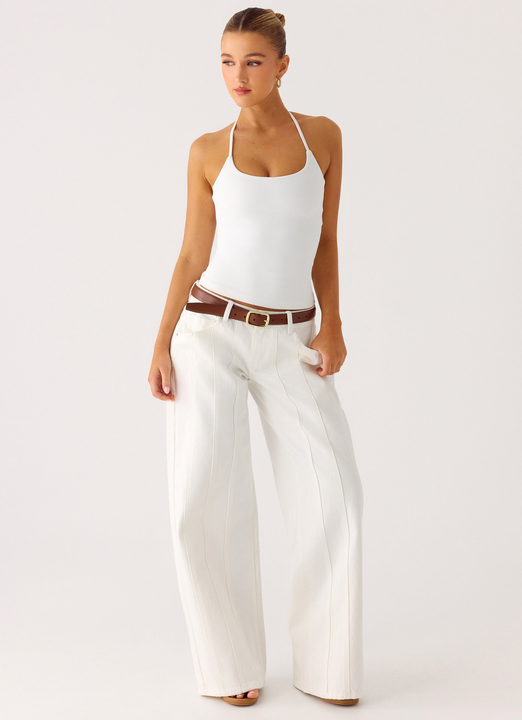 Johnny Low Rise Wide Leg Denim Jeans - White