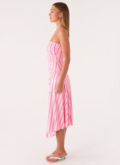 Jorvana Midi Dress - Strawberry Stripe