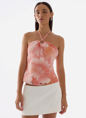 Julienne Beaded Top - Coral