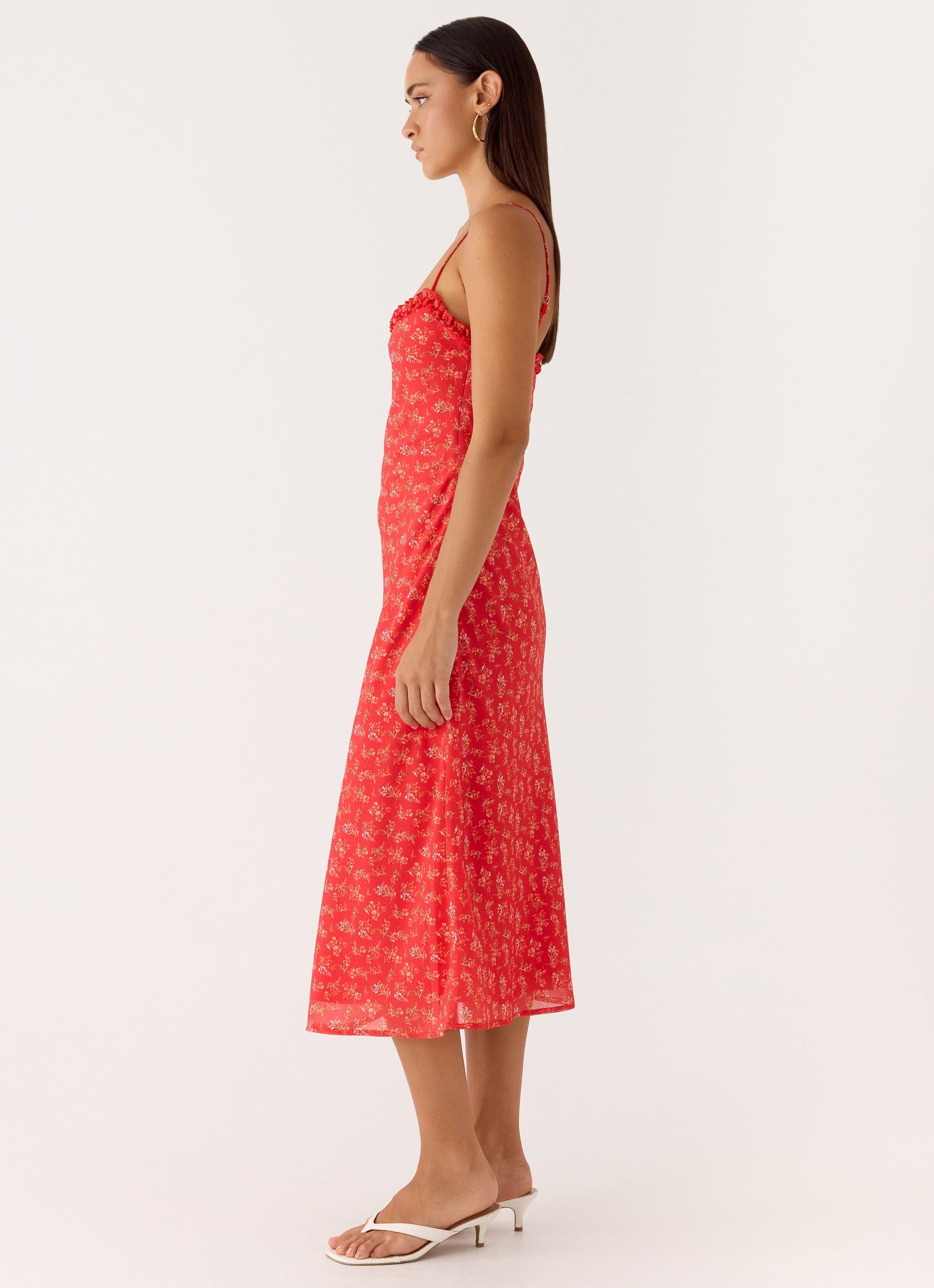 Kahlo Midi Dress - Magenta Red Rose