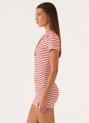 Kairah Playsuit - Red/White Stripe