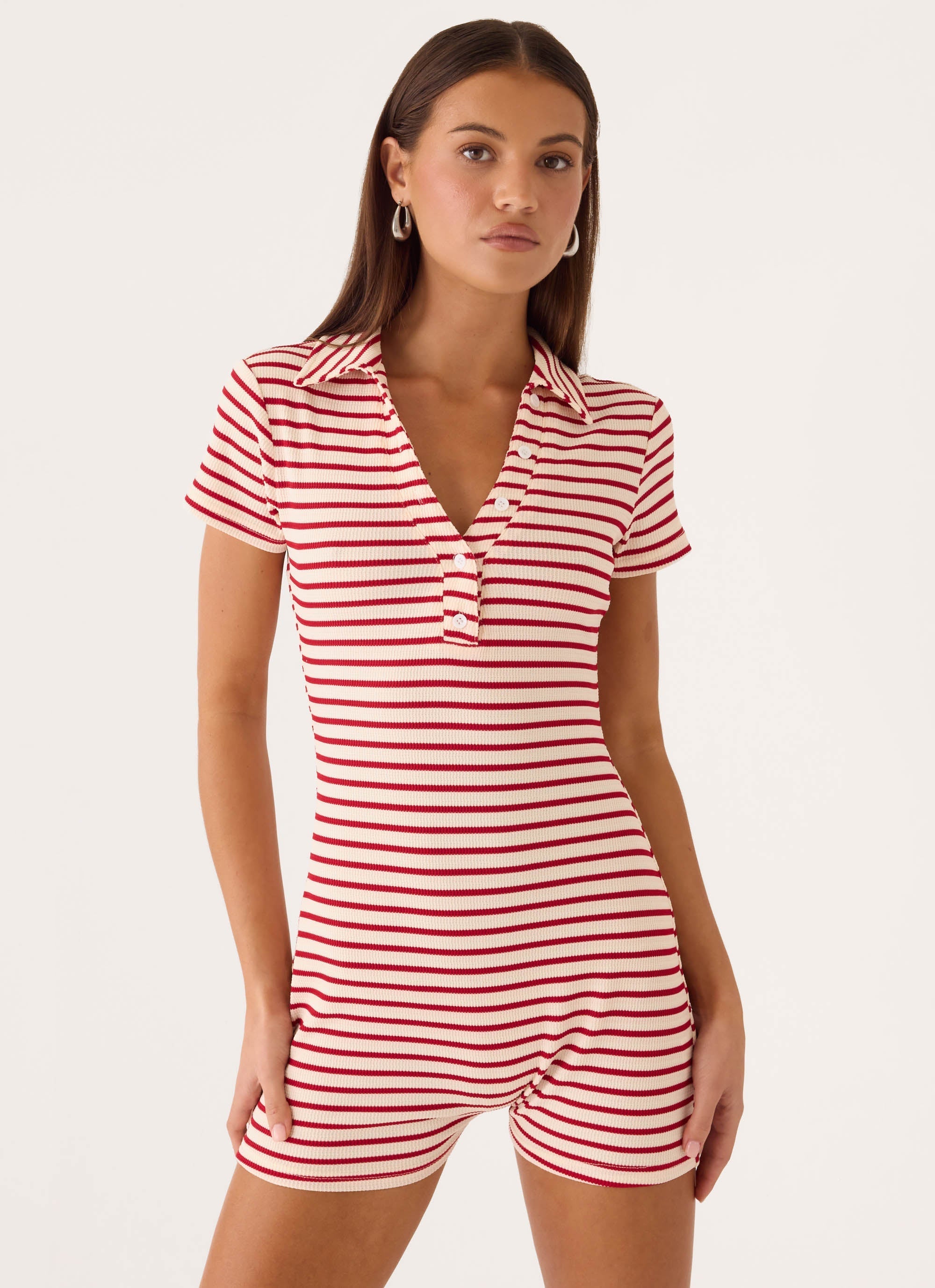 Kairah Playsuit - Red/White Stripe