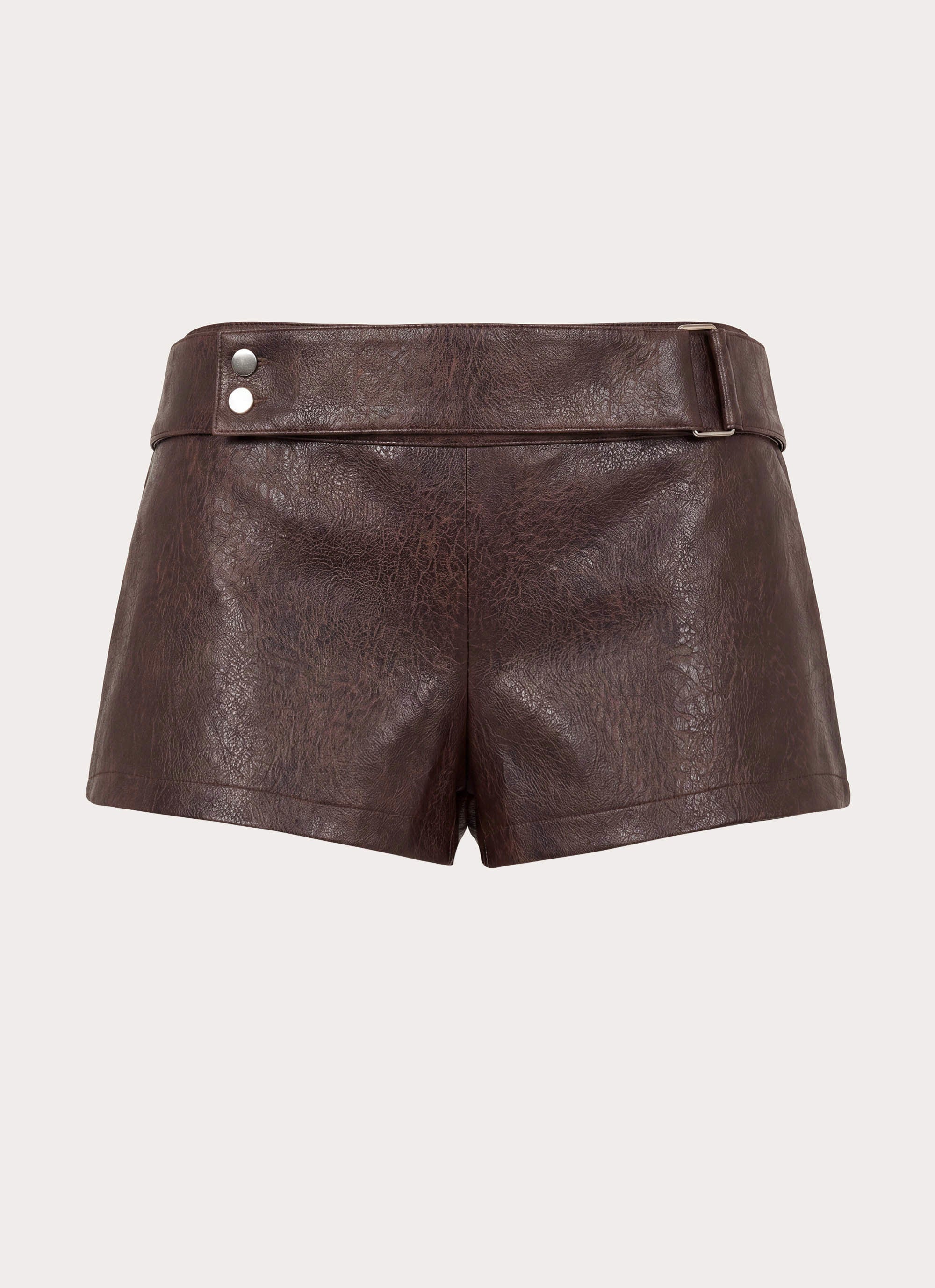 Kally PU Low Rise Shorts - Washed Brown
