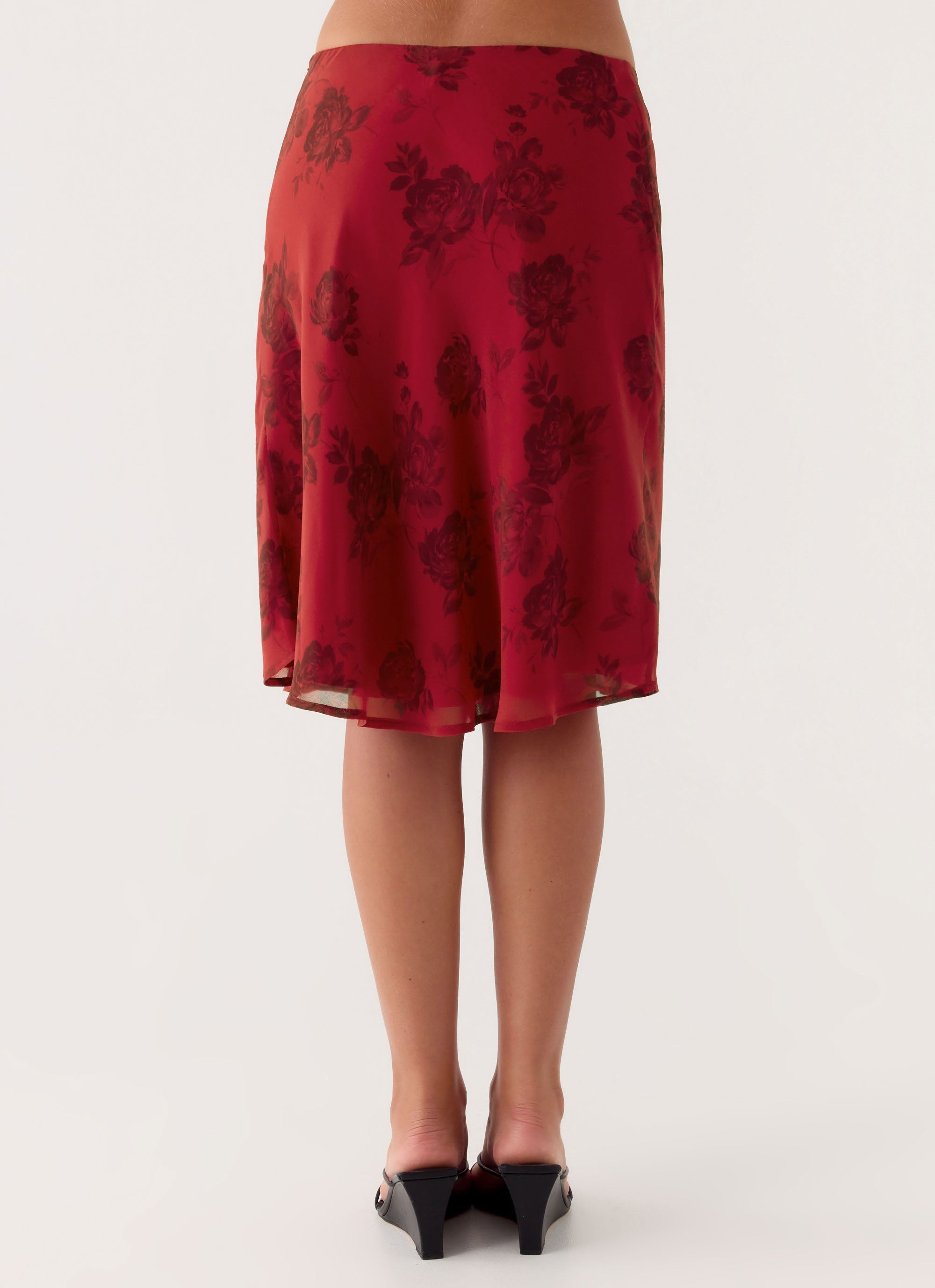 Karleigh Midi Skirt - Cherry Rose