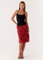 Karleigh Midi Skirt - Cherry Rose