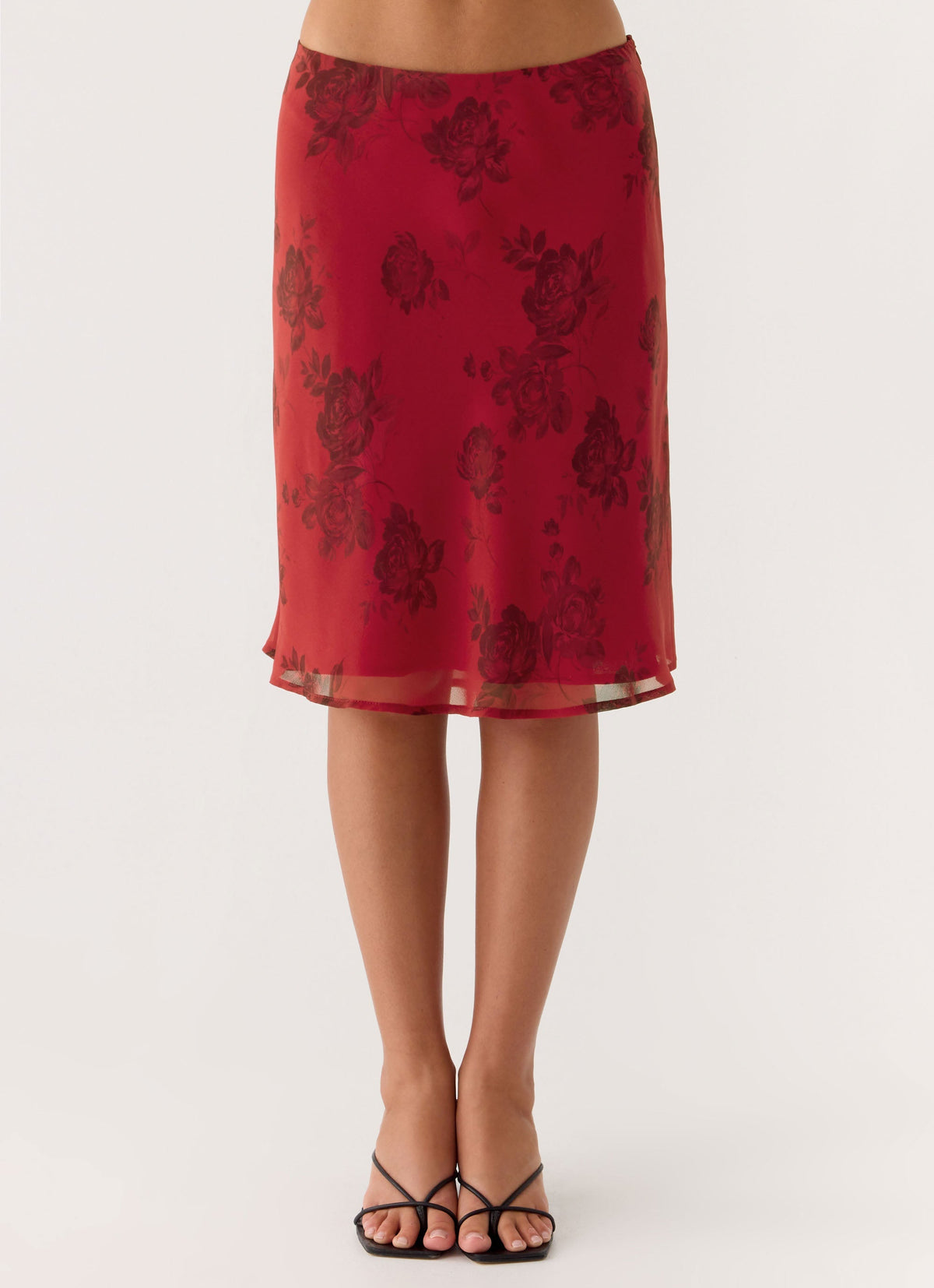 Karleigh Midi Skirt - Cherry Rose