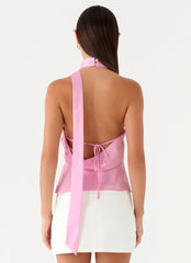 Keena Scarf Top - Pink