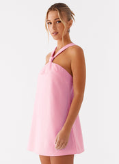 Keira Linen Micro Mini Dress - Pink