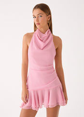 Kellsa Cowl Neck Mini Dress - Pink