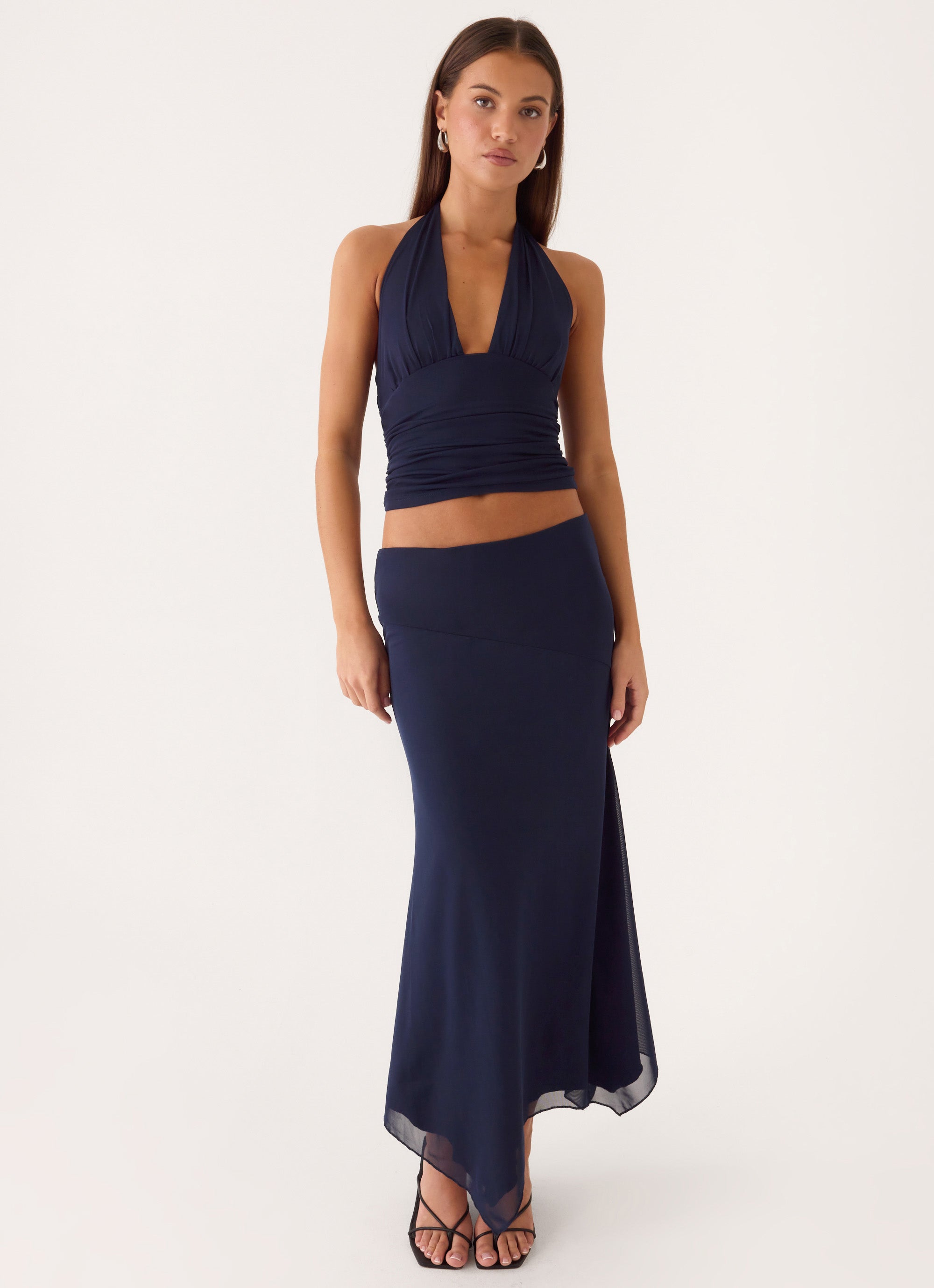 Kerrie Hanky Midi Skirt - Dark Navy