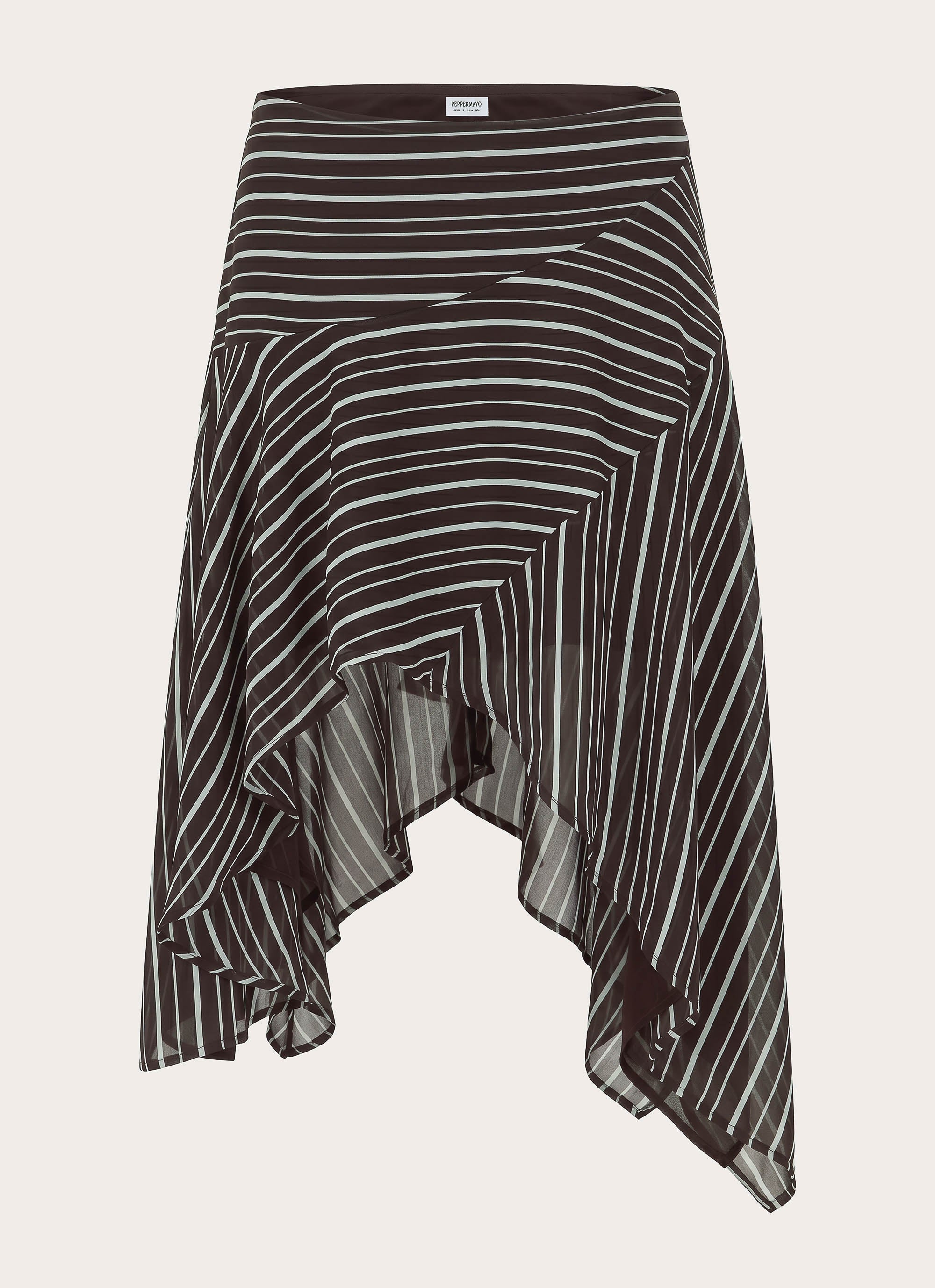 Kia Low Rise Asymmetrical Midi Skirt - Chocolate Stripe