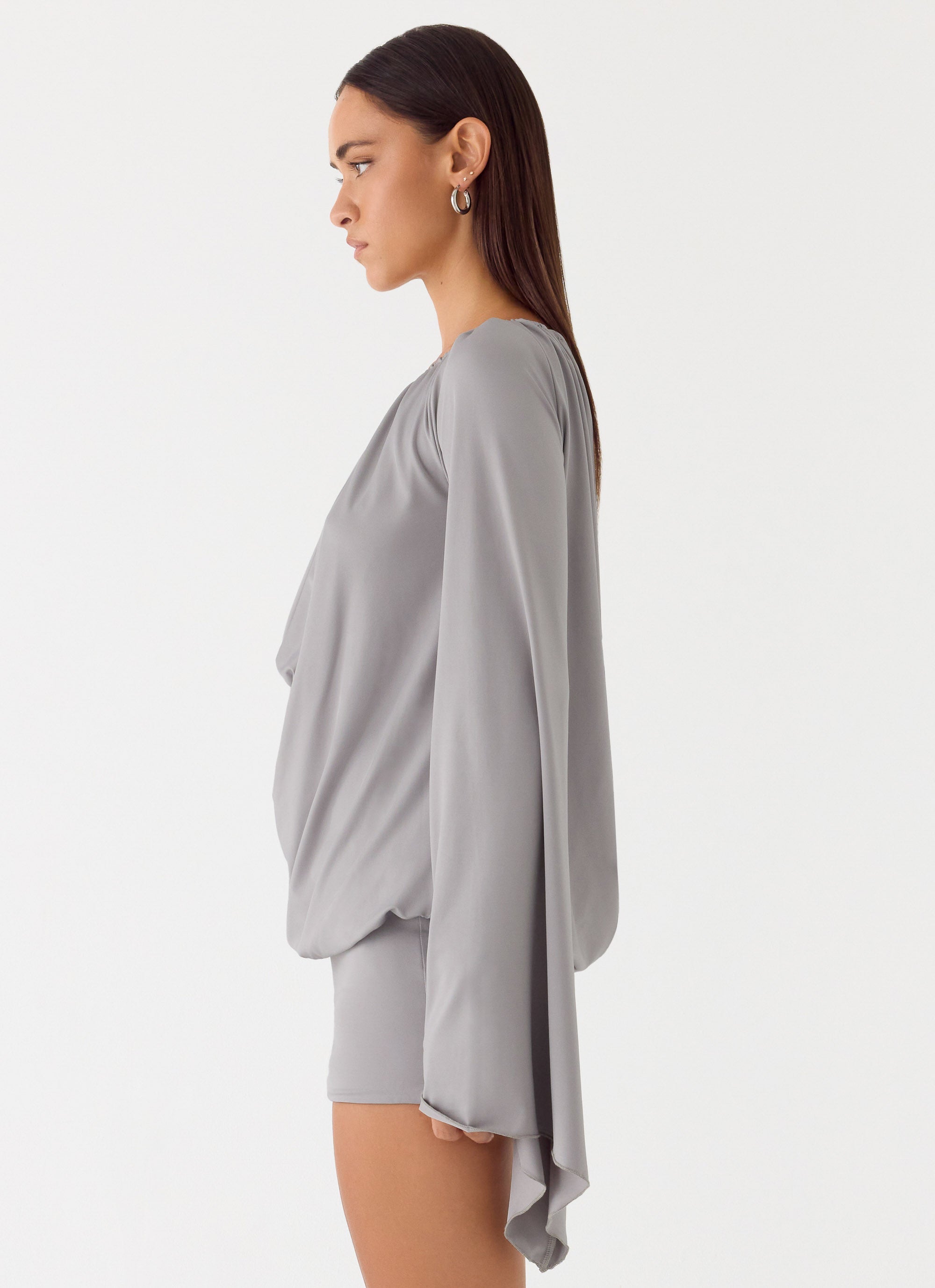 Kyrah Long Sleeve Mini Dress - Misty Blue