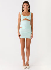 Lea Lace Mini Skirt - Blue