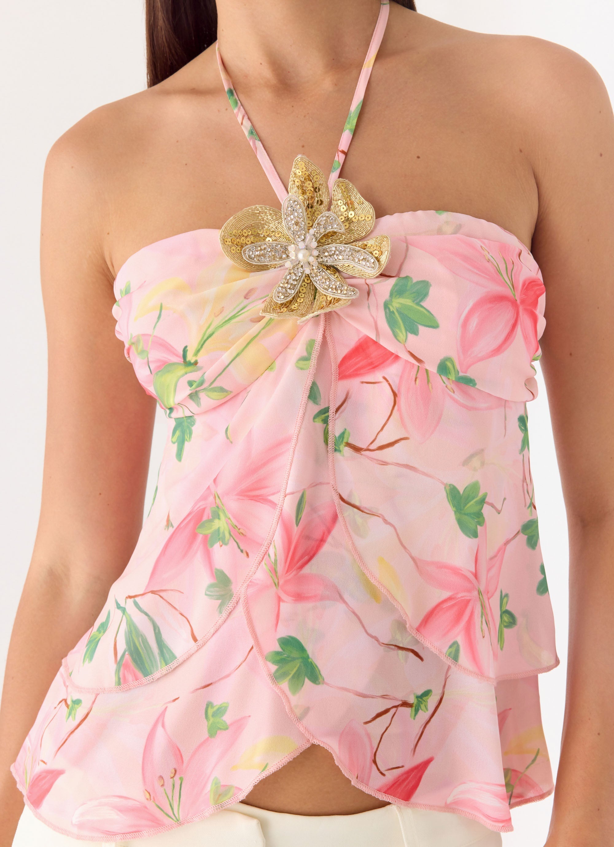 Leslie Halter Top - Blooming Spring