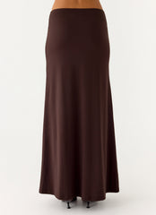 Like A Flower Maxi Skirt - Chocolate