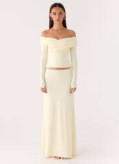 Like A Flower Maxi Skirt - Lemon Yellow