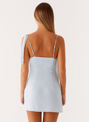 Lily Beaded Mini Dress - Pastel Blue