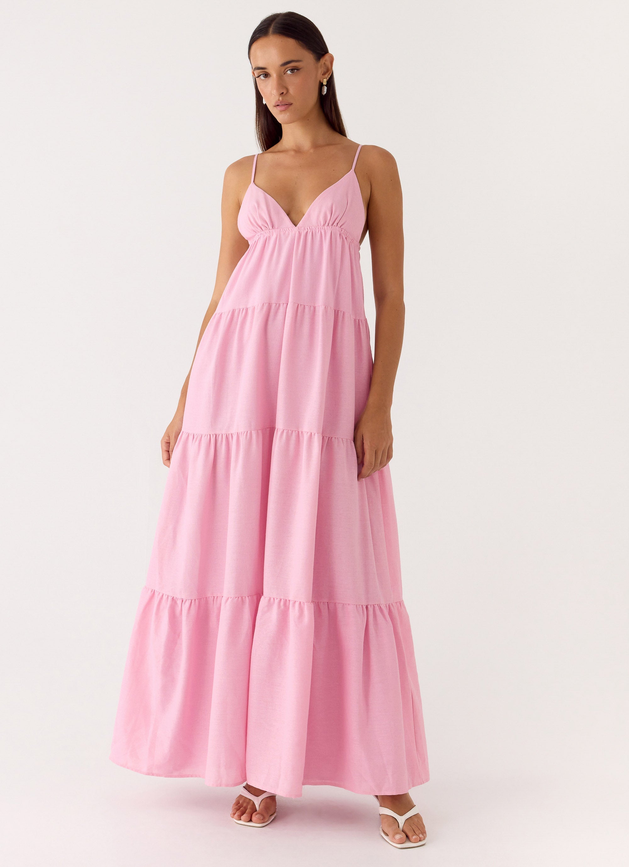 Lotty Linen Maxi Dress - Pink