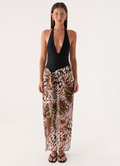 Low Tide Sarong Maxi Skirt - Leopard Hibiscus